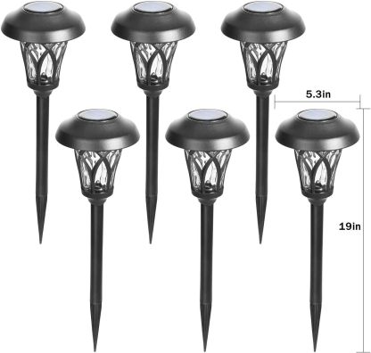 Solar Lights Outdoor 6 Pack, Solar Landscape Lights Warm White, Black Super Bright High Lumen Waterproof Metal Automatic Solar Lights for Yard, Pathway, Garden, Walkway