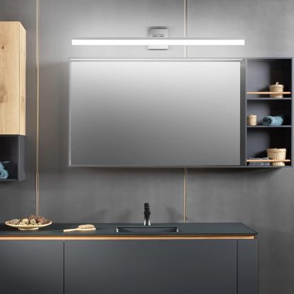 40" Silver Bathroom Vanity Light 24W Adjustable Silver Vanity Lighting Modern LED Bathroom Vanity Light Fixtures Over Mirror (6000K Cool White Light)