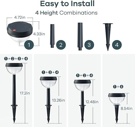 Solar Pathway Lights 8 Pack, Super Bright Solar Outdoor Lights, Waterproof Backyard Lighting Solar Path Lights