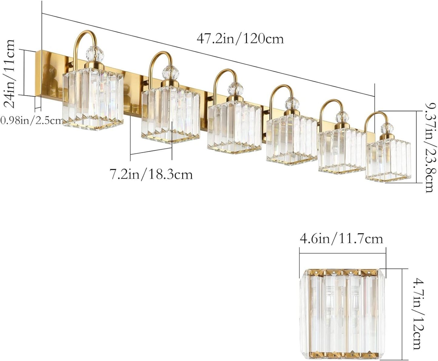 Modern Gold Vanity Lights for Bathroom 6-Lights Gold Crystal Bathroom Vanity Lights Over Long Mirror Modern Gold Crystal Bathroom Lighting Fixtures