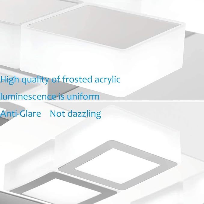 52" Modern Chrome Vanity Lights 8 Lights Acrylic Stainless Steel LED Vanity Light Fixtures Chrome Bathroom Lighting Over Mirror