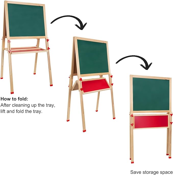 Wooden Easel for Kids, Standing Art Easel for Kids 3, 4, 5, 6, 7, 8 Years Old Boy & Girls