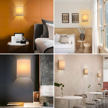 Linen Boho Vintage Wall Sconce Stairwell Fixture Light, 1-Light Vanity Indoor Hardwired Wall Mount Retro Industrial Interior Sconce