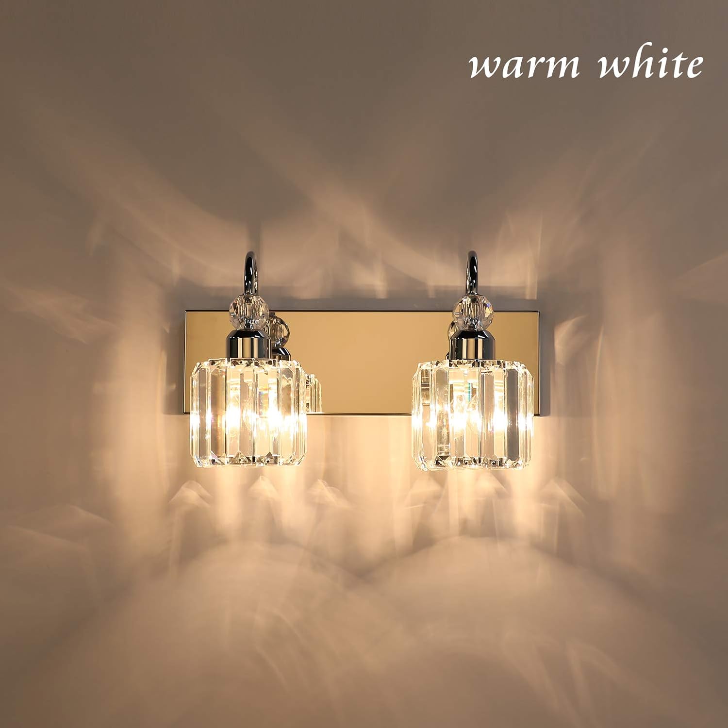 Modern Bathroom Vanity Light 2-Lights Modern Crystal Wall Light Fixtures Modern Crystal Vanity Lighting for Bathroom
