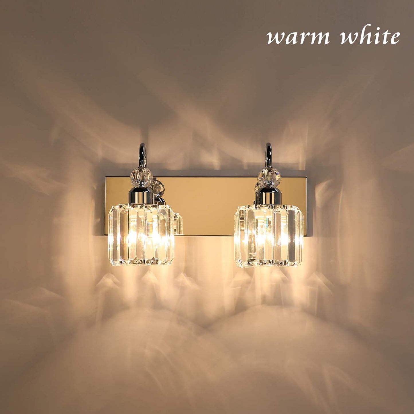 Modern Bathroom Vanity Light 2-Lights Modern Crystal Wall Light Fixtures Modern Crystal Vanity Lighting for Bathroom
