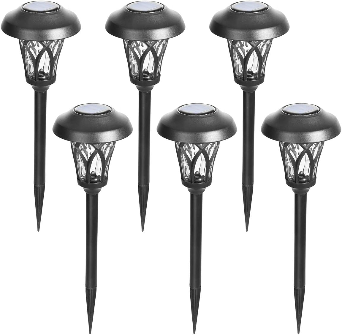 Solar Lights Outdoor 6 Pack, Solar Landscape Lights Warm White, Black Super Bright High Lumen Waterproof Metal Automatic Solar Lights for Yard, Pathway, Garden, Walkway