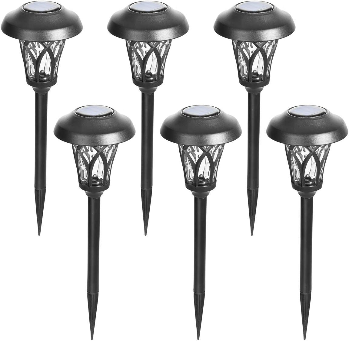 Solar Lights Outdoor 6 Pack, Solar Landscape Lights Warm White, Black Super Bright High Lumen Waterproof Metal Automatic Solar Lights for Yard, Pathway, Garden, Walkway