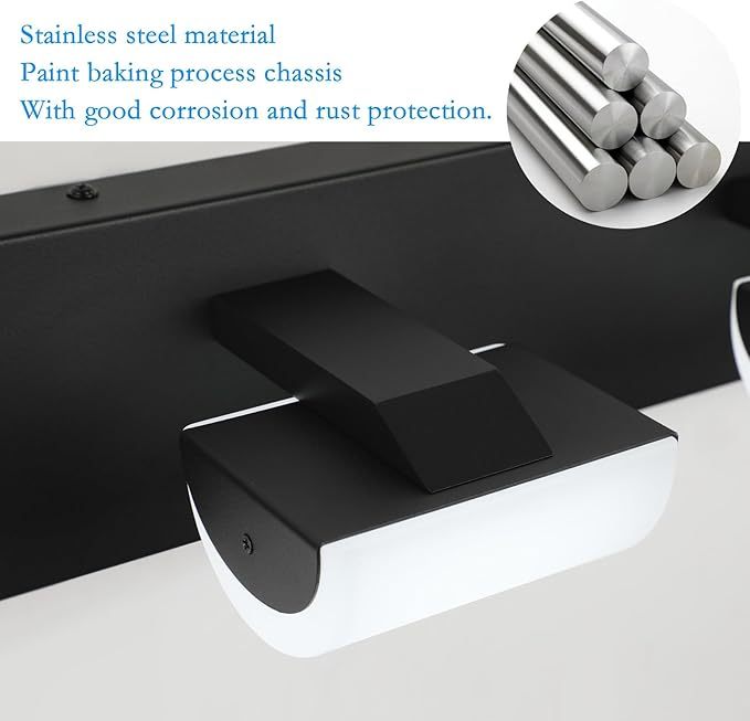 Modern Black Vanity Lights 5 Light Matte Black Modern Acrylic Bathroom Wall Lighting Fixtures Over Mirror (White Light 6000K)