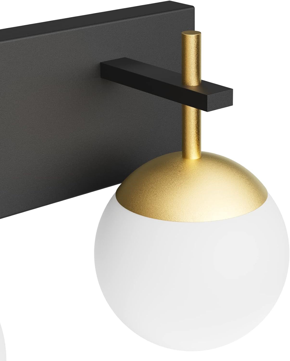 Mid Century Modern Vanity Lights for Bathroom 5-Light Milky Glass Globe Modern Bathroom Vanity Lights Over Long Mirror, Black/Golden Bathroom Wall Light Fixture (Exclude Bulb)