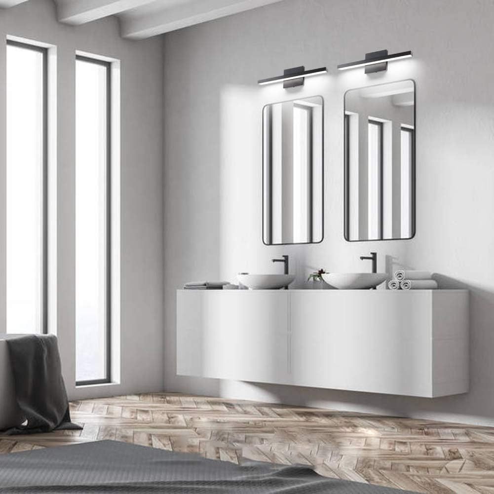 15.7 inch Modern LED Black Vanity Light 12W Frosted Aluminum for Bathroom Vanity Lighting Fixtures Cool White 6000K