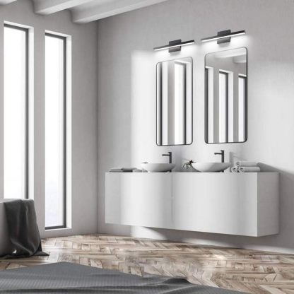 15.7 inch Modern LED Black Vanity Light 12W Frosted Aluminum for Bathroom Vanity Lighting Fixtures Cool White 6000K