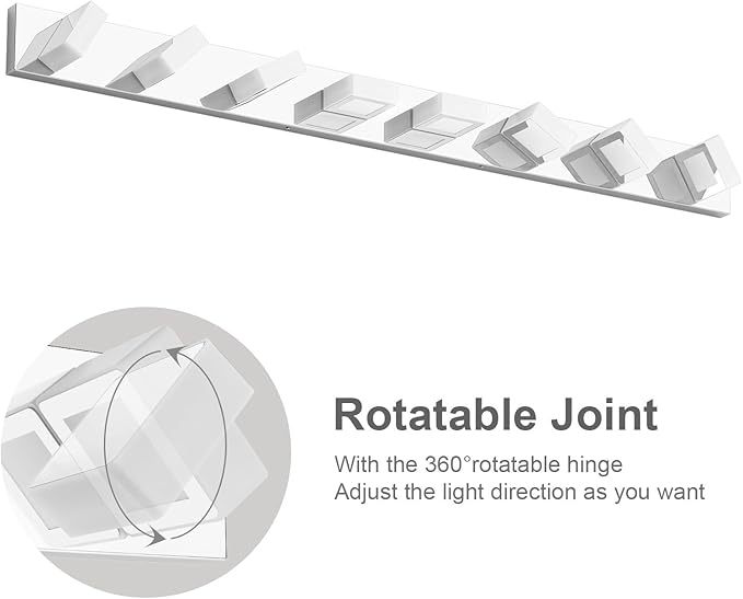 52" Modern Chrome Vanity Lights 8 Lights Acrylic Stainless Steel LED Vanity Light Fixtures Chrome Bathroom Lighting Over Mirror