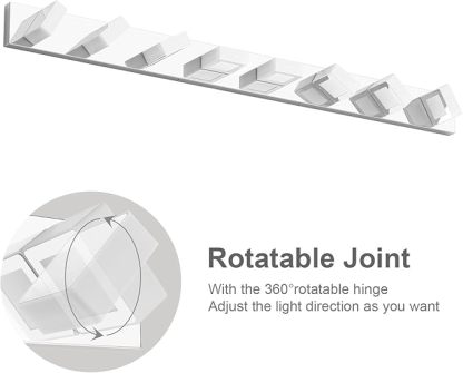 52" Modern Chrome Vanity Lights 8 Lights Acrylic Stainless Steel LED Vanity Light Fixtures Chrome Bathroom Lighting Over Mirror