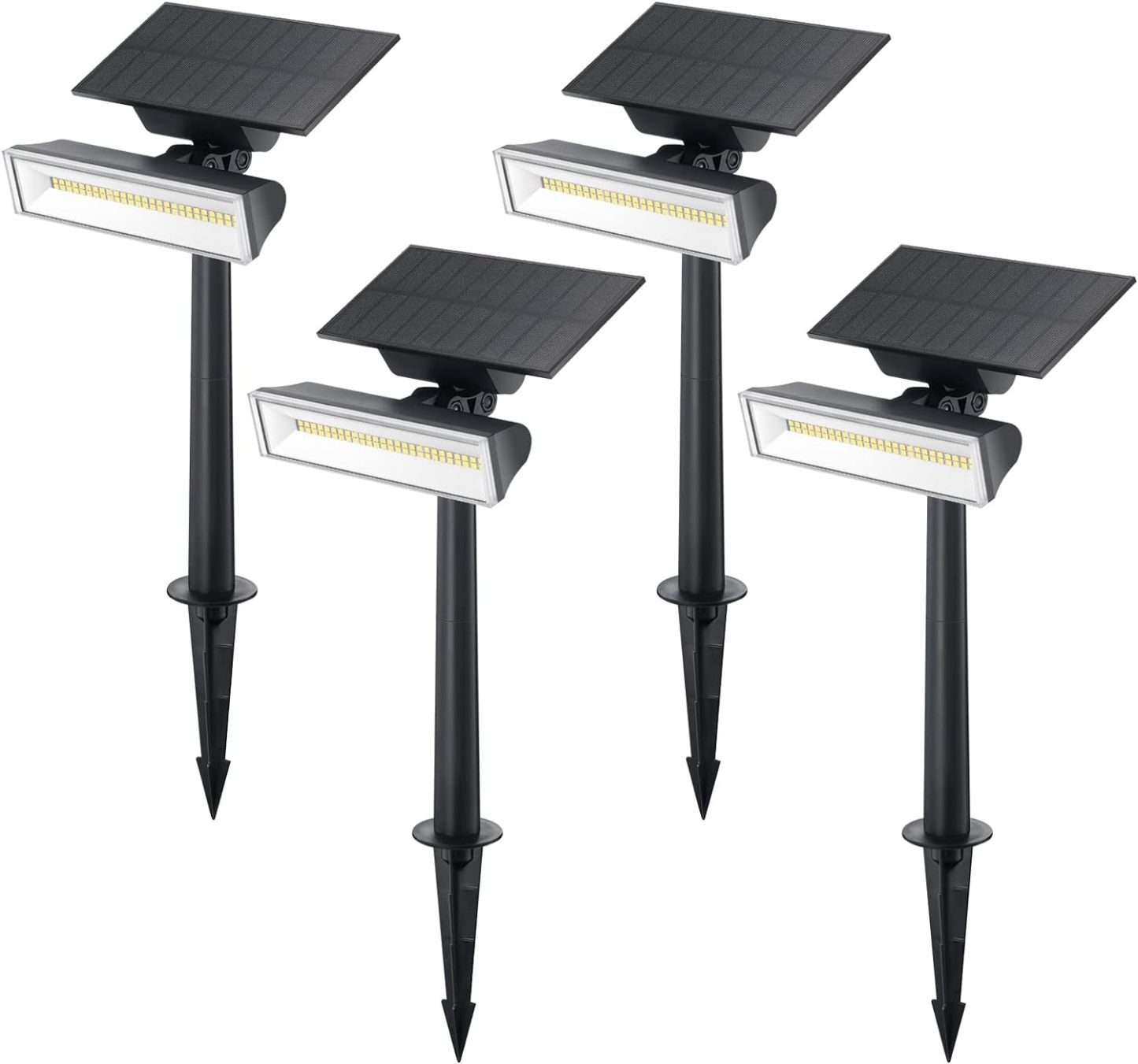 Solar Spot Lights, Upgraded 54 LEDs Daylight Solar Outdoor Lights 4 Pack
