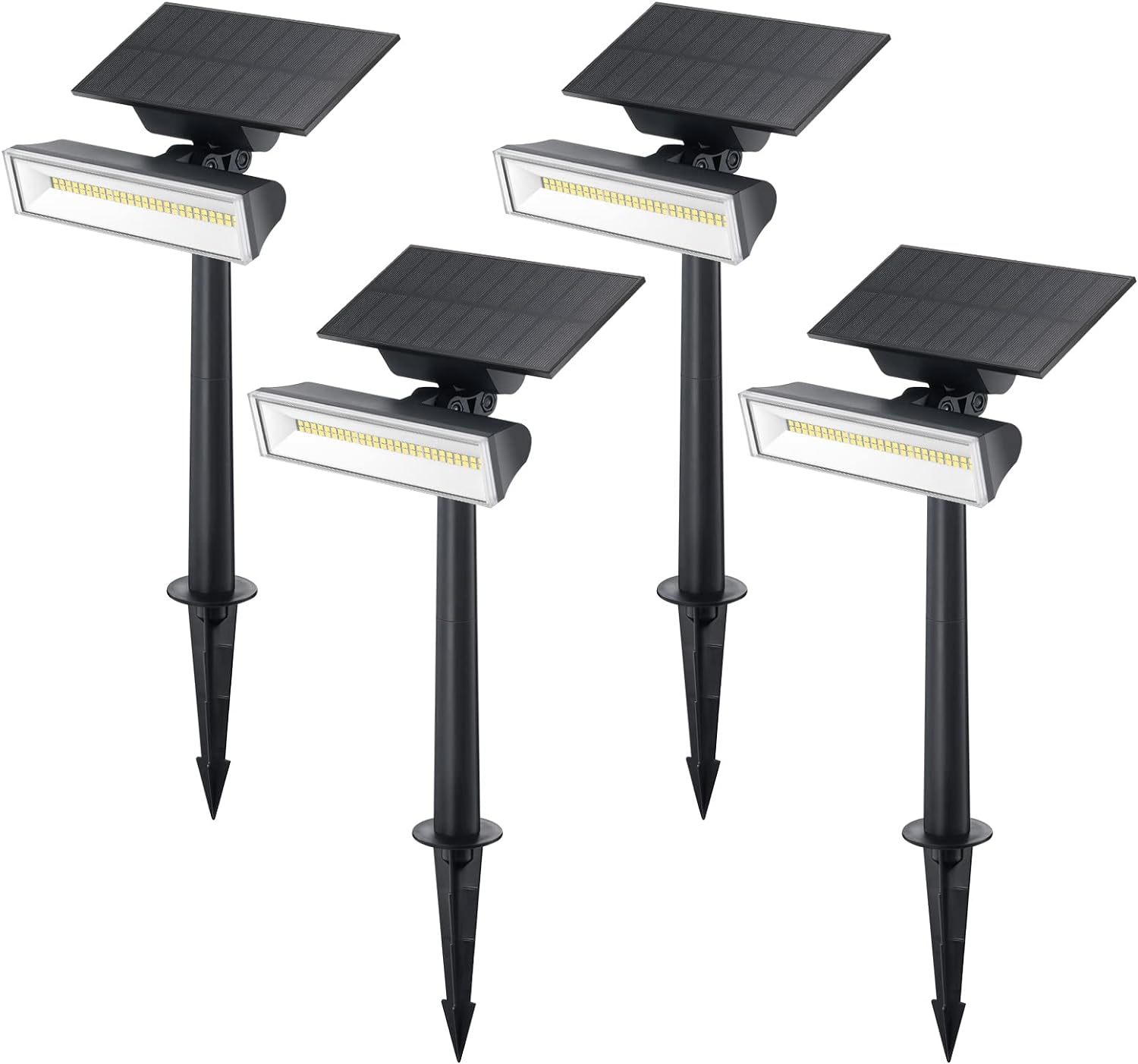 Solar Spot Lights, Upgraded 54 LEDs Daylight Solar Outdoor Lights 4 Pack