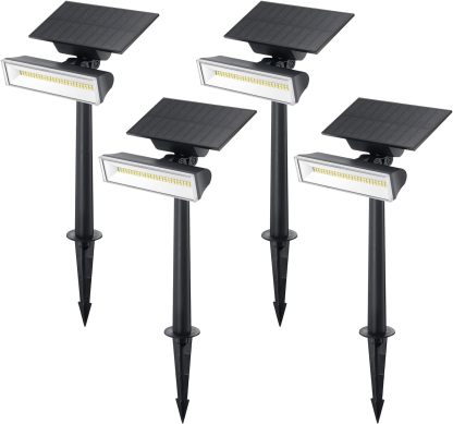 Solar Spot Lights, Upgraded 54 LEDs Daylight Solar Outdoor Lights 4 Pack