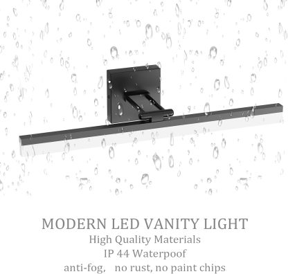 24" LED Modern Black Vanity Light 14W Adjustable Matte Black Bathroom Vanity Light Modern LED Bathroom Vanity Light Fixtures Over Mirror (6000K Cool White Light)