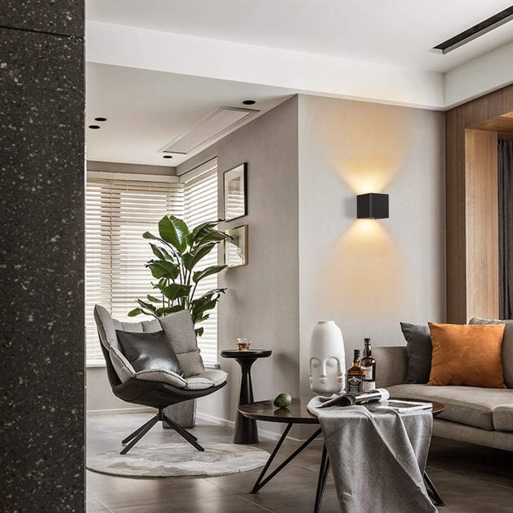 Black Modern LED Wall Sconce Lighting Fixtures Aluminum 10W Warm White 3000k Up and Down Indoor Lighting for Living Room Bedroom Hallway Not Dimmable