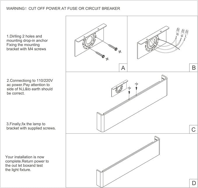 LED Modern Bathroom Vanity Light 43.3"/35W Up and Down Matte Black LED Vanity Light for Bathroom Wall Light Fixtures