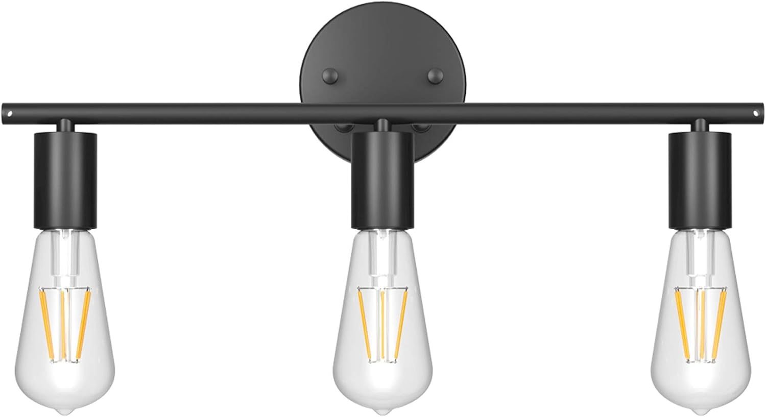 Black Wall Sconce 3 Light Industrial Matte Black Vanity Light Fixtures, Vintage Edison Wall Lamp Lighting Fixture for Bathroom