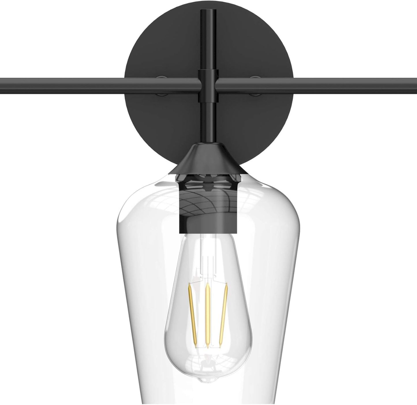 Industrial Bathroom Vanity Light Fixtures 3-Lights Matte Black with Clear Glass Vintage Edison Wall Lamp Light Fixture for Bathroom