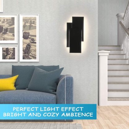 15.75”/36W LED Modern Wall Sconce Indoor Matte Black Wall Mount Light for Living Room Bedroom Staircase Hallway Natural White 4000K