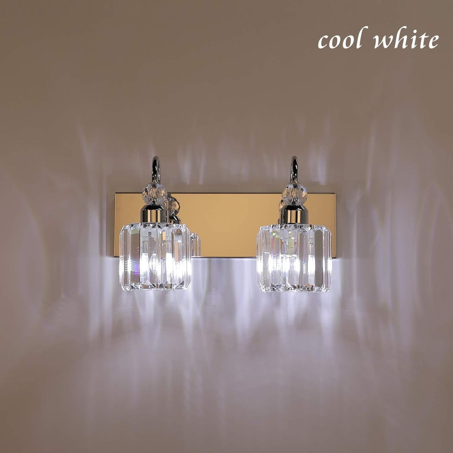 Modern Bathroom Vanity Light 2-Lights Modern Crystal Wall Light Fixtures Modern Crystal Vanity Lighting for Bathroom