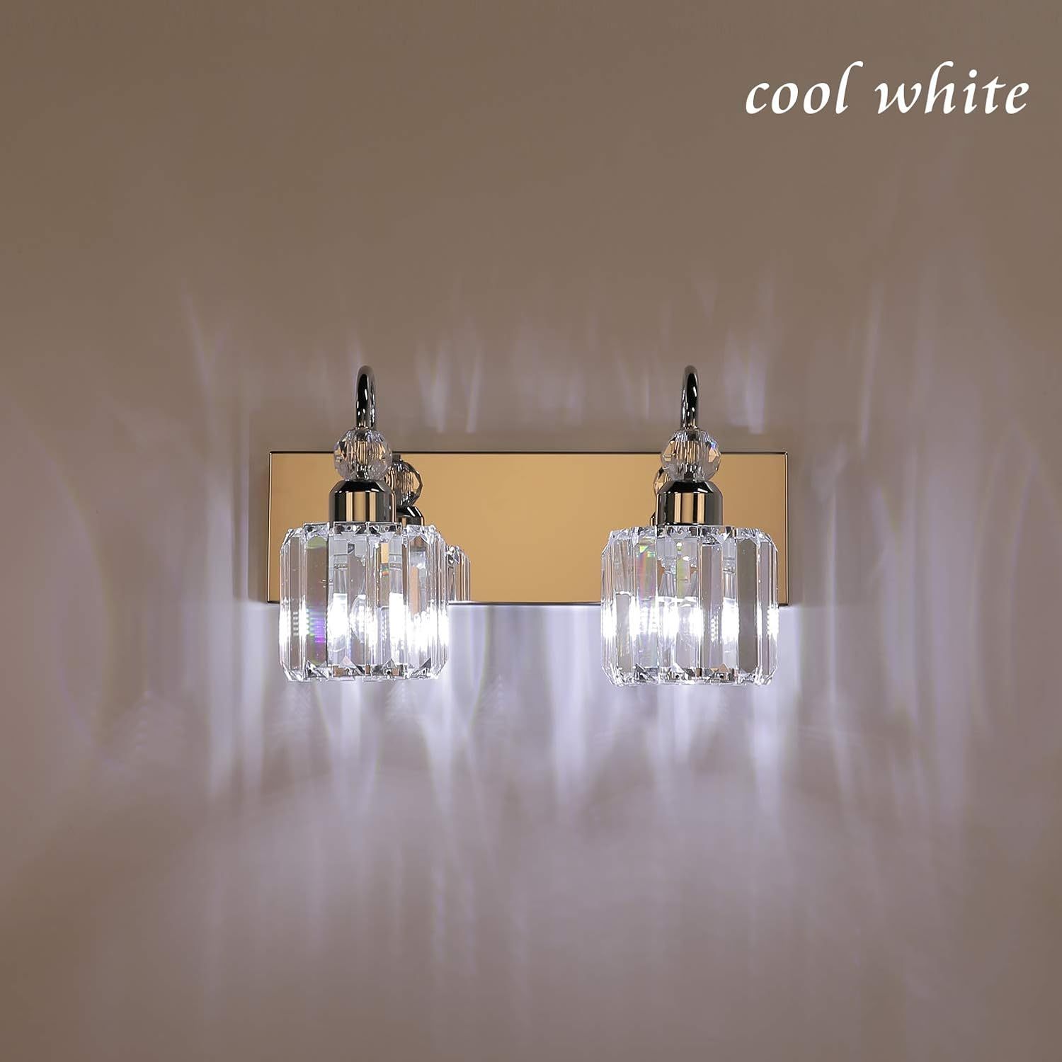 Modern Bathroom Vanity Light 2-Lights Modern Crystal Wall Light Fixtures Modern Crystal Vanity Lighting for Bathroom