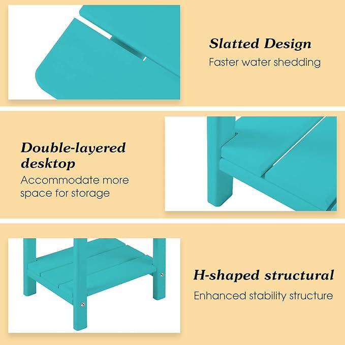 Adirondack Outdoor Side Table, 2-Tier Sturdy Patio End Table