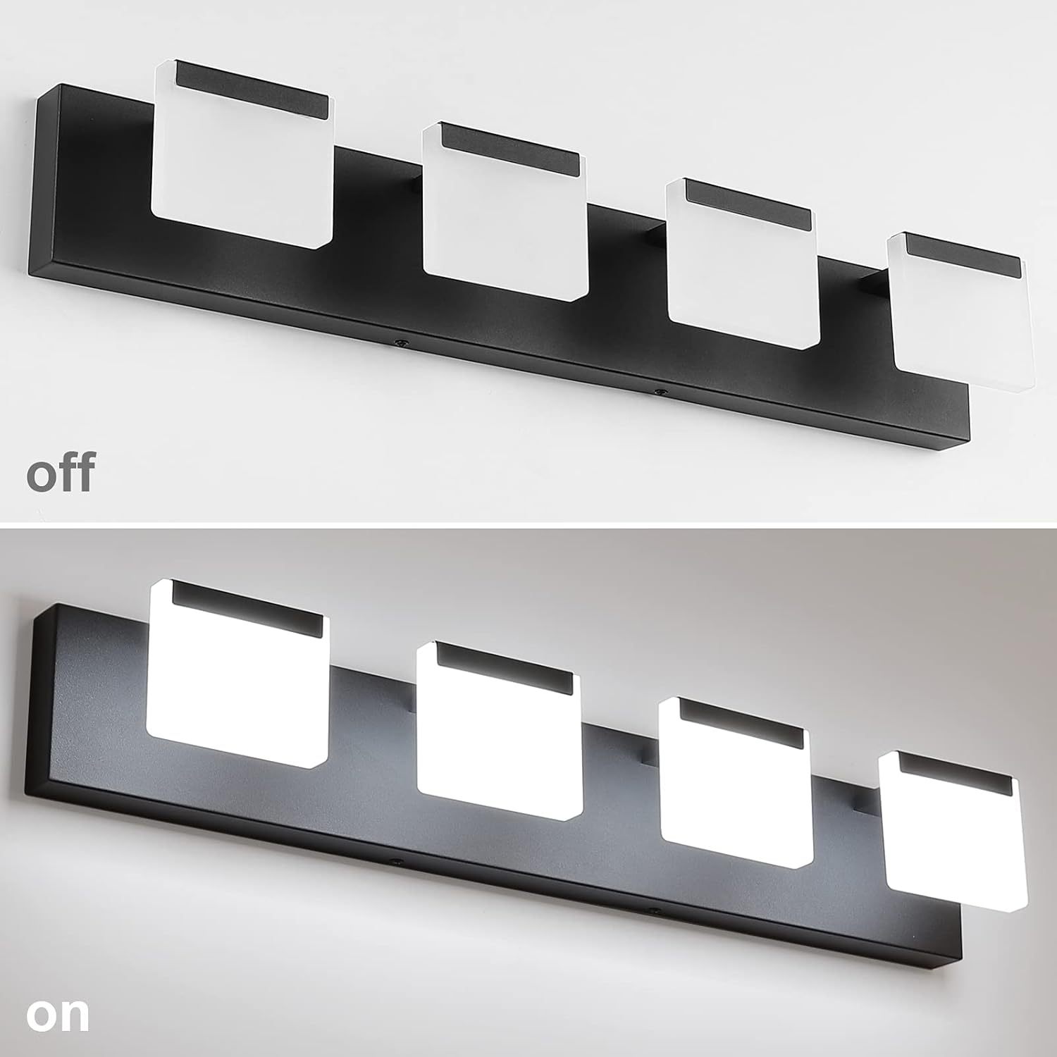 4 Light Black Bathroom Vanity Light Fixtures Acrylic Matte Black Vanity Light Fixtures LED Modern Bathroom Vanity Lights Over Mirror