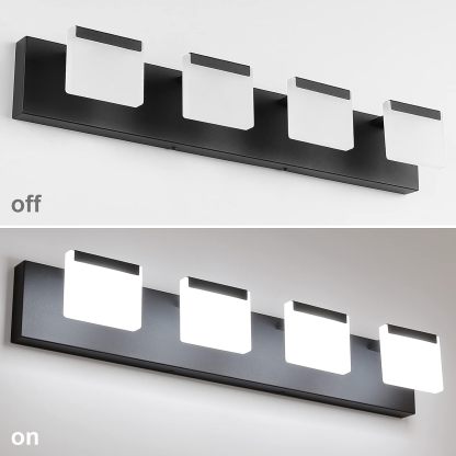 4 Light Black Bathroom Vanity Light Fixtures Acrylic Matte Black Vanity Light Fixtures LED Modern Bathroom Vanity Lights Over Mirror