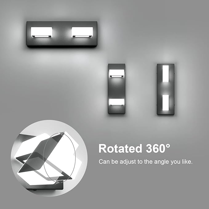 2 Lights Black Modern Bathroom Vanity Light Acrylic LED Modern Black Bathroom Wall Lighting Fixtures