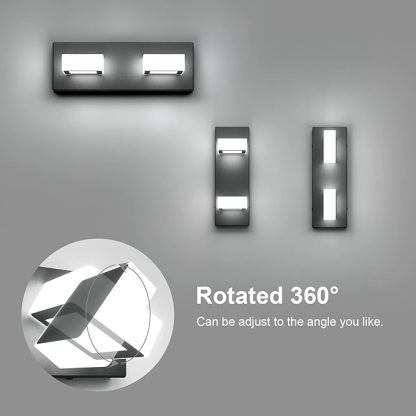 2 Lights Black Modern Bathroom Vanity Light Acrylic LED Modern Black Bathroom Wall Lighting Fixtures