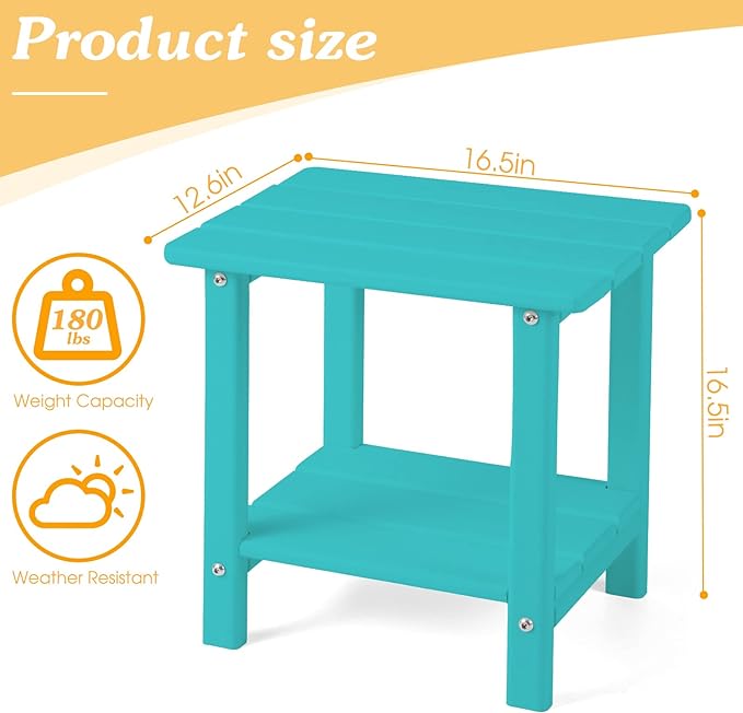 Adirondack Outdoor Side Table, 2-Tier Sturdy Patio End Table