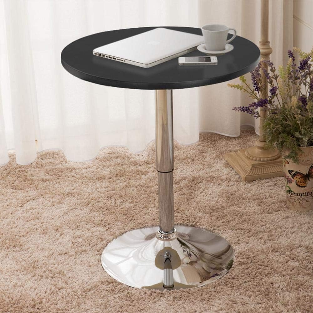 Adjustable Round Pub Table Counter Bar Height MDF Top Table 360 Degree Swivel Bar Tables Tall Cocktail Tables Bistro Table, Black