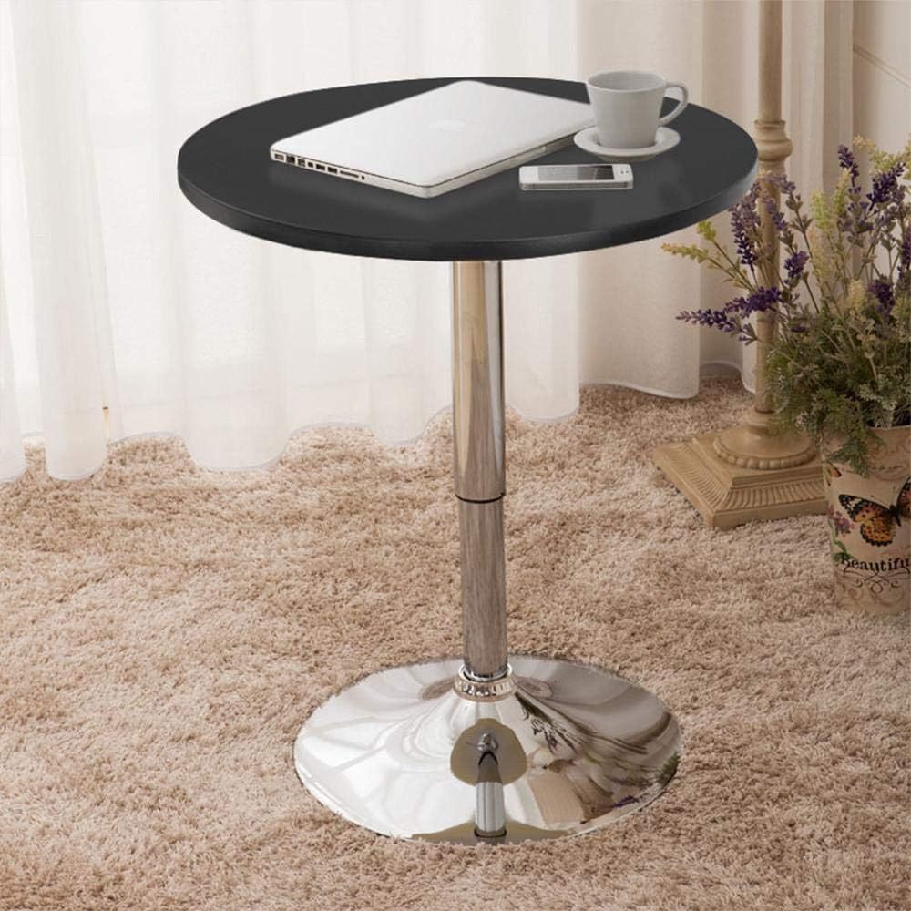Adjustable Round Pub Table Counter Bar Height MDF Top Table 360 Degree Swivel Bar Tables Tall Cocktail Tables Bistro Table, Black