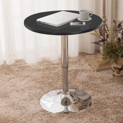 Adjustable Round Pub Table Counter Bar Height MDF Top Table 360 Degree Swivel Bar Tables Tall Cocktail Tables Bistro Table, Black