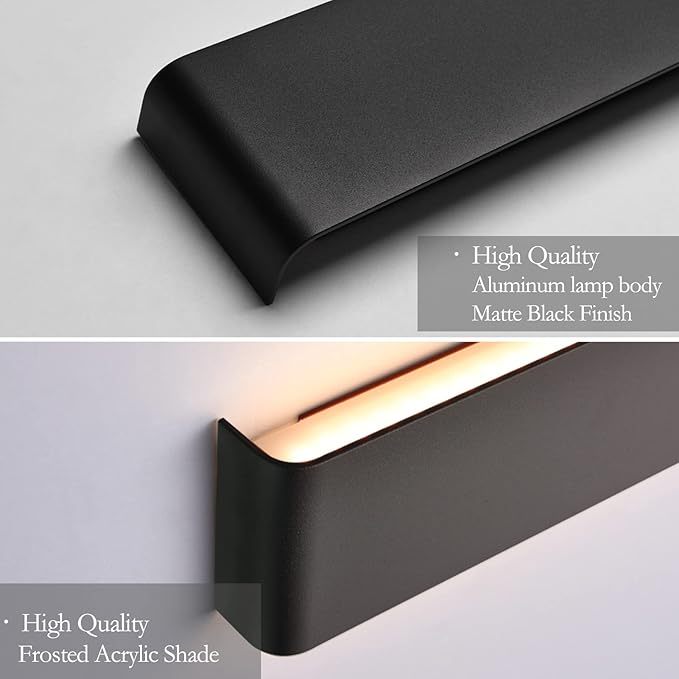 39.3inch Modern Black Vanity Light Fixtures LED Bathroom Wall Light Up and Down Bathroom Lighting Fixtures Warm White Light 3000K