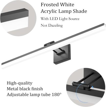 32" Matte Black Bathroom Vanity Light 18W Adjustable Vanity Light Modern LED Black Vanity Lighting Fixtures for Bathroom (6000K Cool White Light)