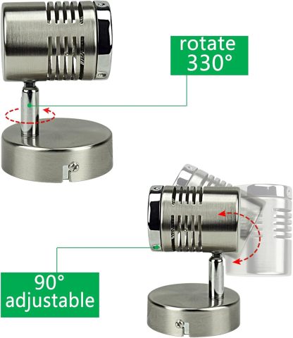 Mini Directional Wall Spot Light, Adjustable Flush Mount Ceiling Plug Track Lighting for Bedside, Hallway