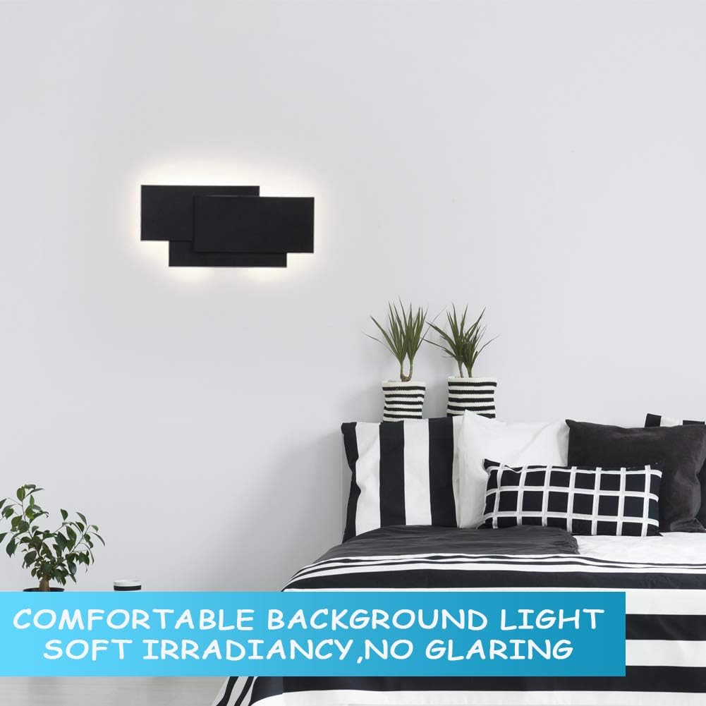 15.75”/36W LED Modern Wall Sconce Indoor Matte Black Wall Mount Light for Living Room Bedroom Staircase Hallway Natural White 4000K