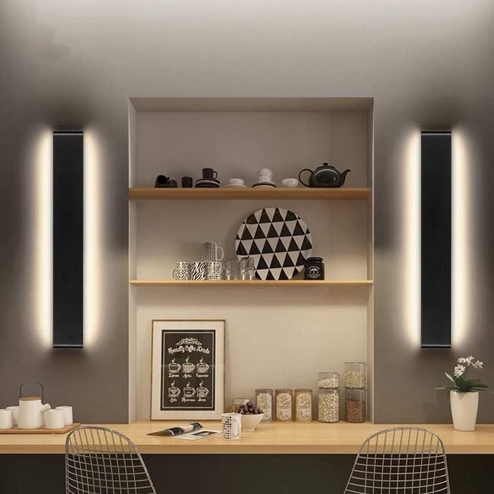 24 inch LED Wall Sconce Lighting, 20W Black Vanity Lights for Bathroom Vanity, Matte Black Modern Warm White 2700-3200K