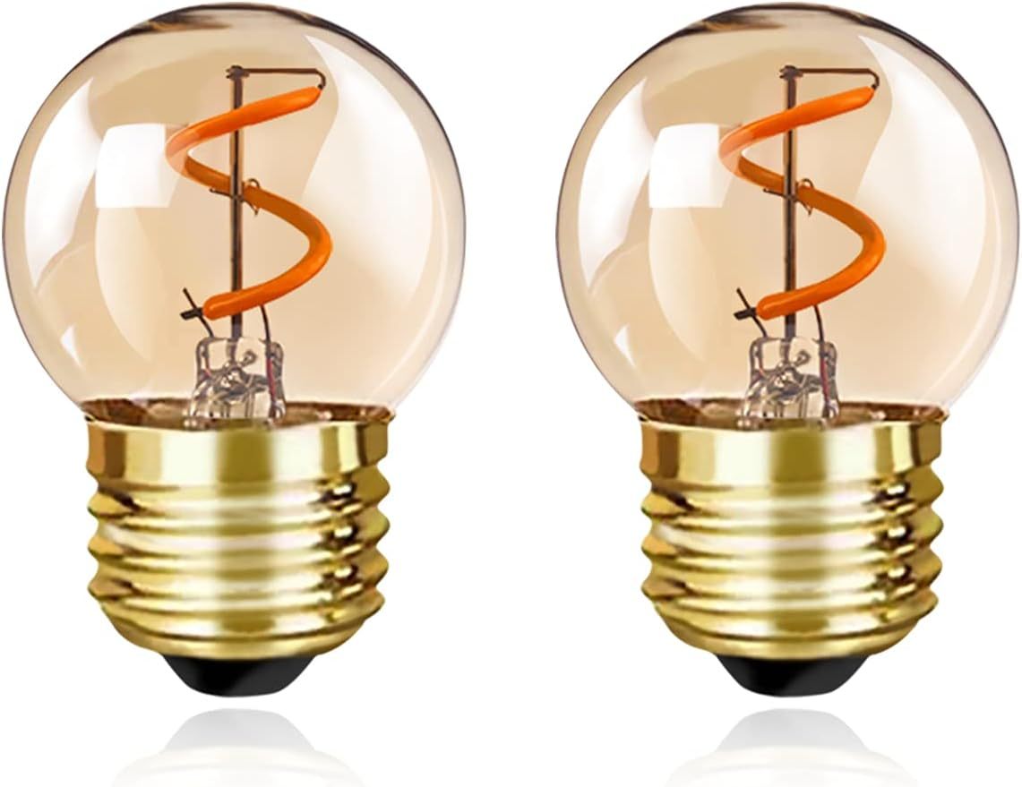 G40 Low Watt Light Bulb Edison LED Bulb Mini Globe Light Bulbs 1W Equivalent to 10Watt Incandescent E26 Screw Base Led Bulbs Ultra Warm White 2200K, Non Dimmable (G40gs-2pack)