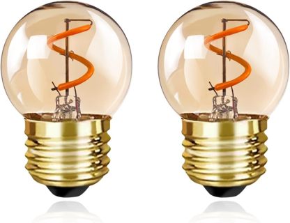 G40 Low Watt Light Bulb Edison LED Bulb Mini Globe Light Bulbs 1W Equivalent to 10Watt Incandescent E26 Screw Base Led Bulbs Ultra Warm White 2200K, Non Dimmable (G40gs-2pack)