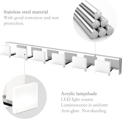 LED Modern Vanity Light 6 Light Bathroom Vanity Lights Acrylic Stainless Steel Bathroom Vanity Lighting Fixtures
