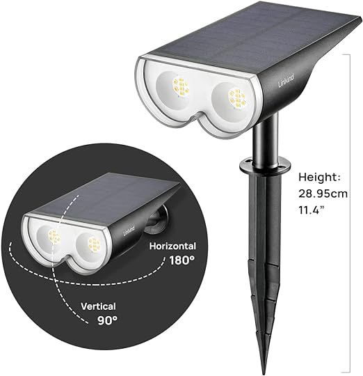 Solar Outdoor Lights, Solar Spot Lights Outdoor Waterproof IP67, Daylight & Warm White Auto On/Off Solar Landscape Spotlights