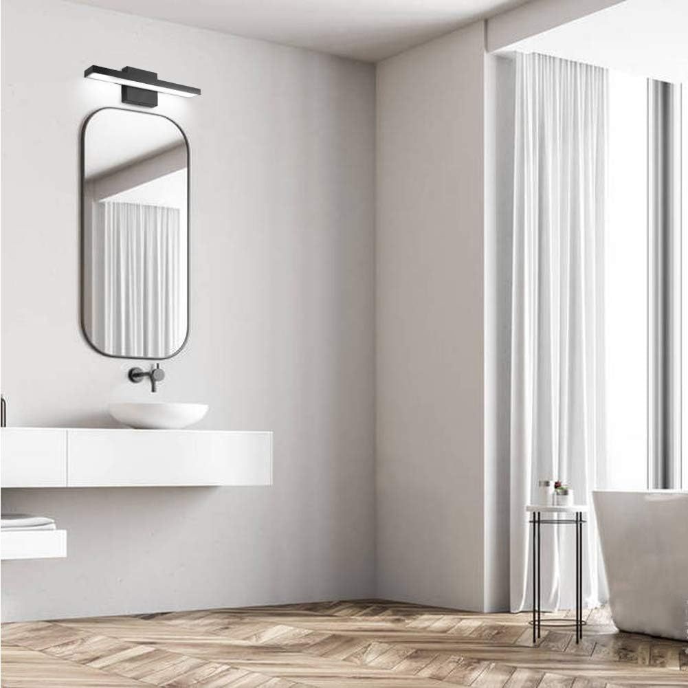 15.7 inch Modern LED Black Vanity Light 12W Frosted Aluminum for Bathroom Vanity Lighting Fixtures Cool White 6000K