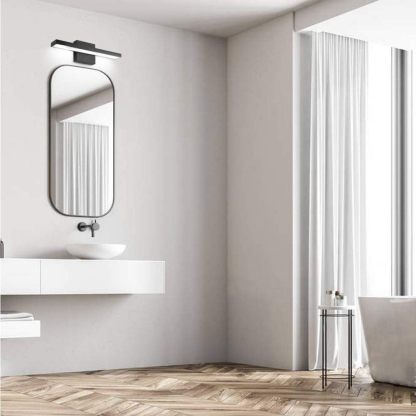 15.7 inch Modern LED Black Vanity Light 12W Frosted Aluminum for Bathroom Vanity Lighting Fixtures Cool White 6000K