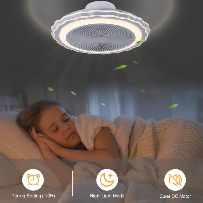 Ceiling Fan Mount for Bedroom: 20 Inch Bladeless Ceiling Fan with Light and Remote for Living Room Kitchen Dining Room