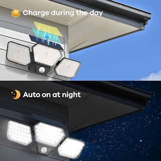 Solar Outdoor Lights, IP65 Waterproof 1600 Lumens 108 LEDs Solar Flood Lights Outdoor 2 Pack
